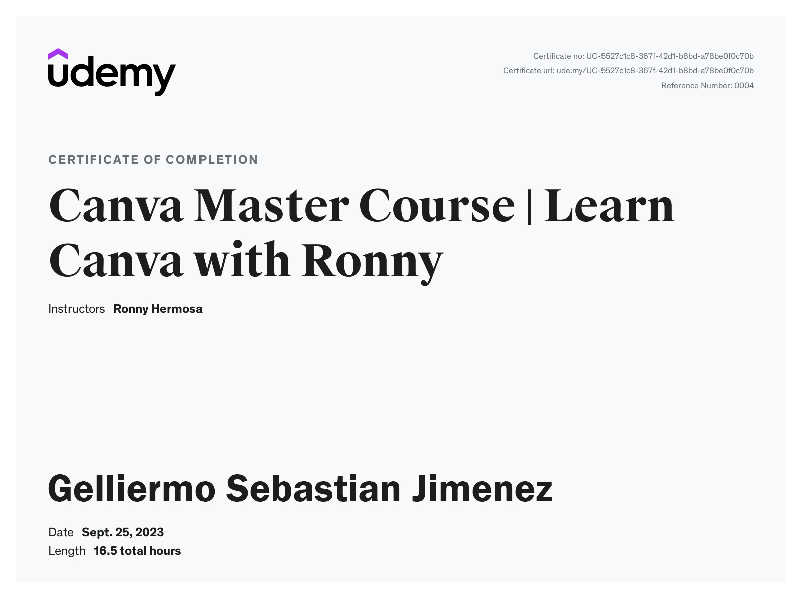 Canva Master Course Certificate