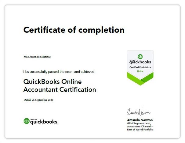 Certified QuickBooks Online ProAdvisor