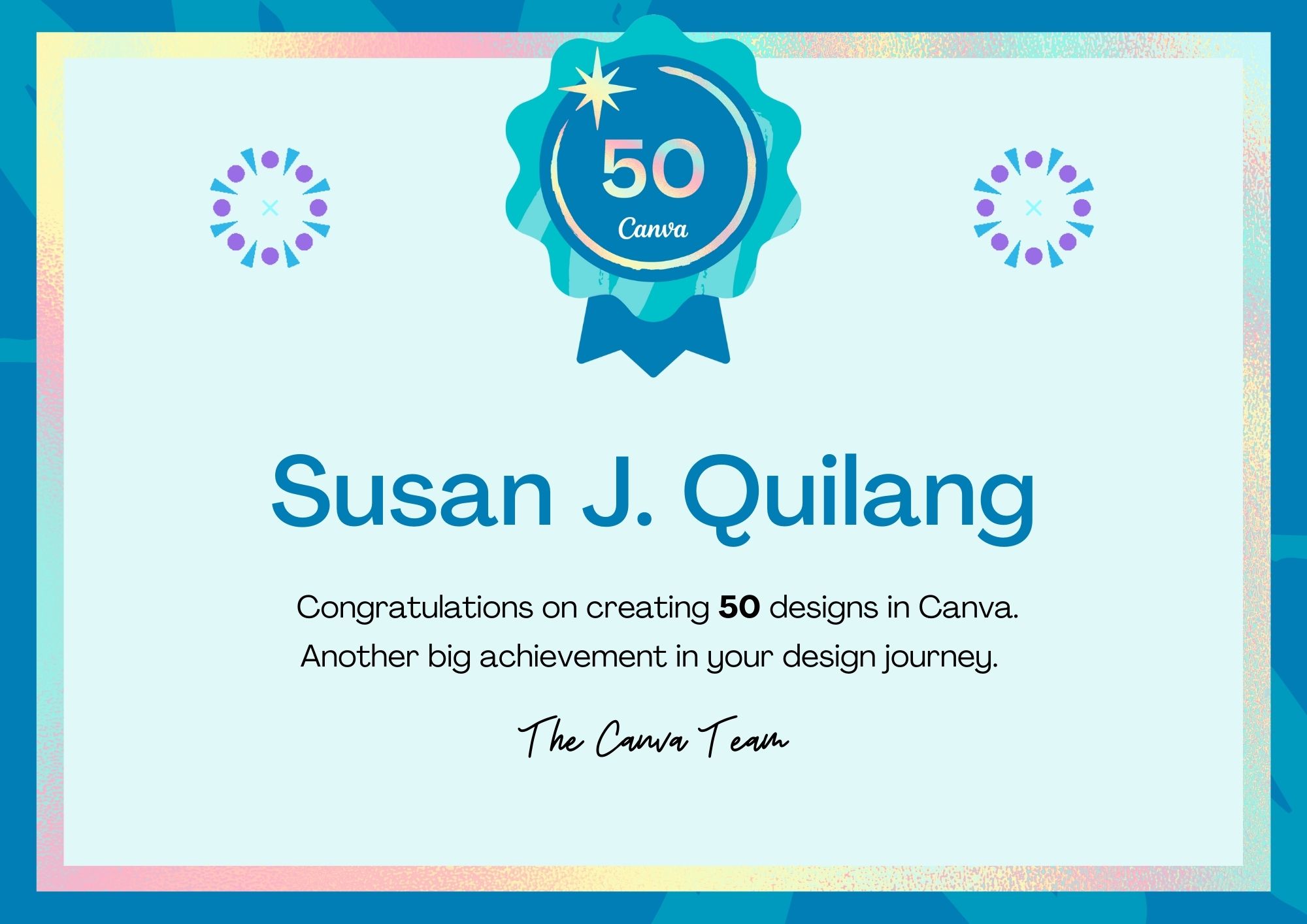 Canva 50 Design Milestone Badge