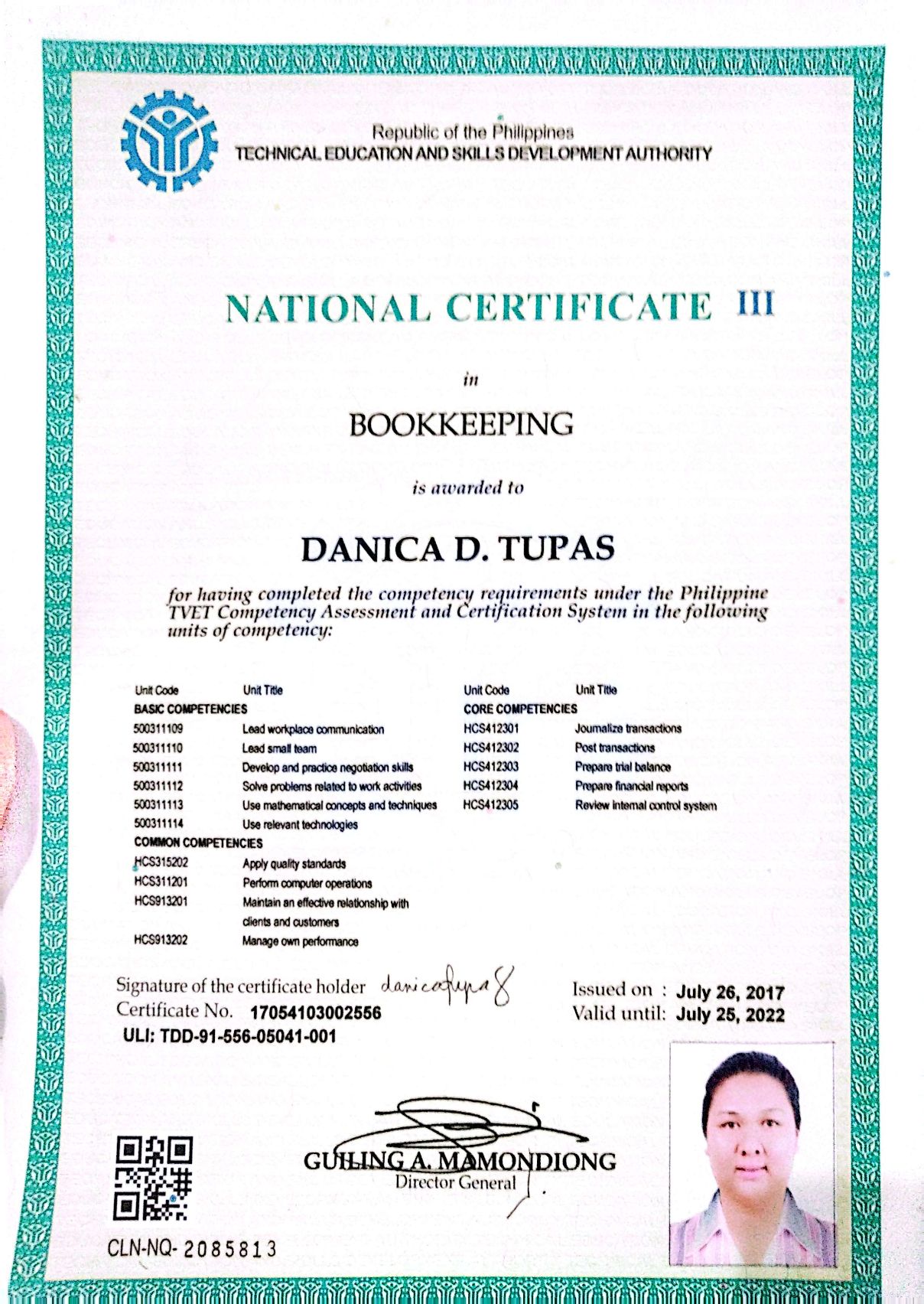 National Certificate on Bookkeeping