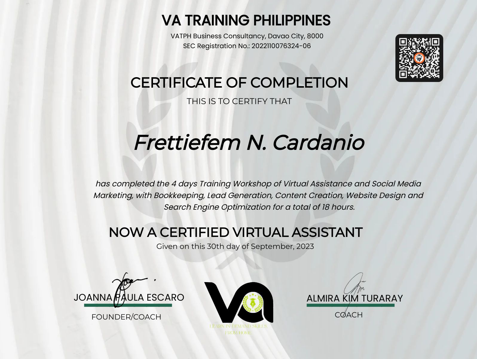 VA Certificate