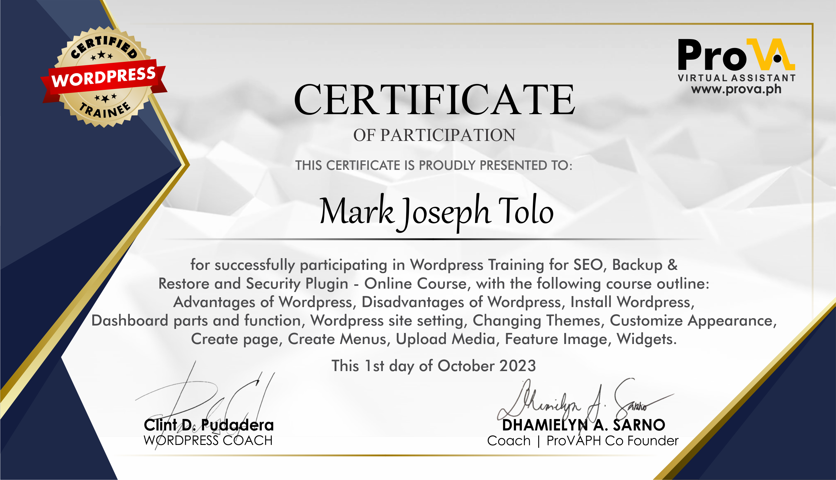 WordPress  Certificate