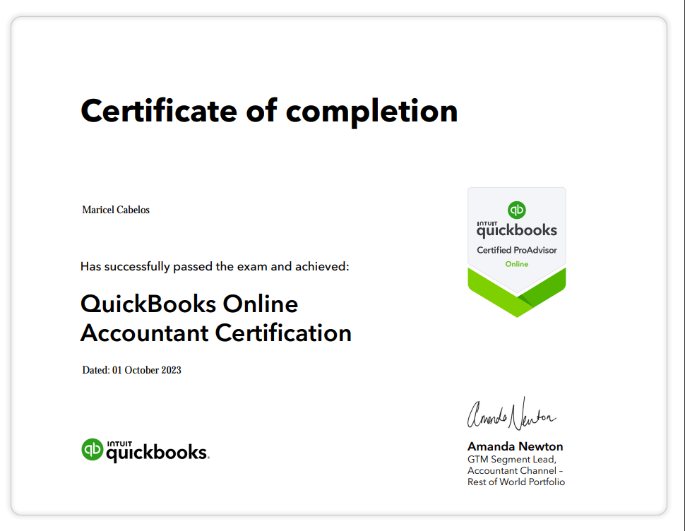 Quickbooks Certified ProAdvisor