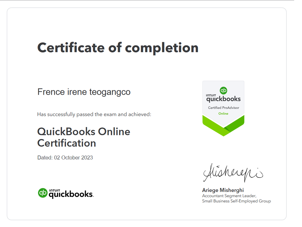 QuickBooks certification