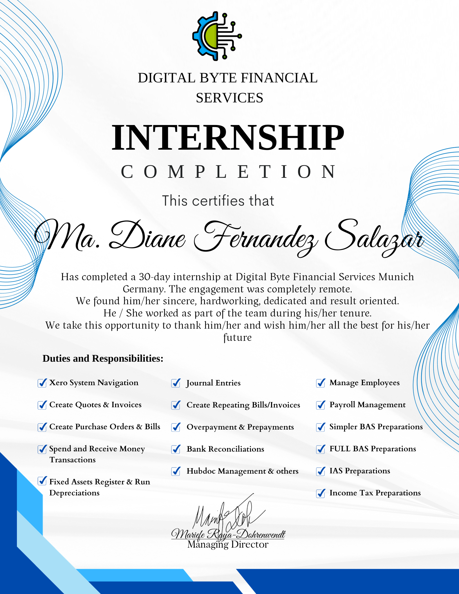 Internship Certificate