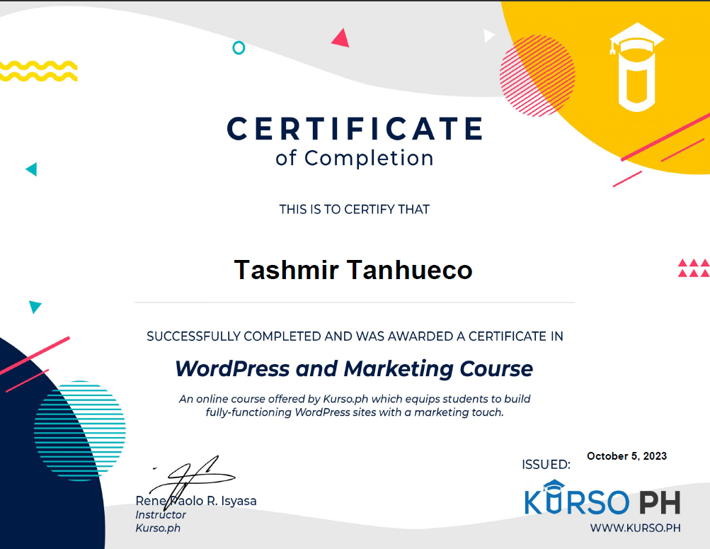 Marketing and WordPress Certificate