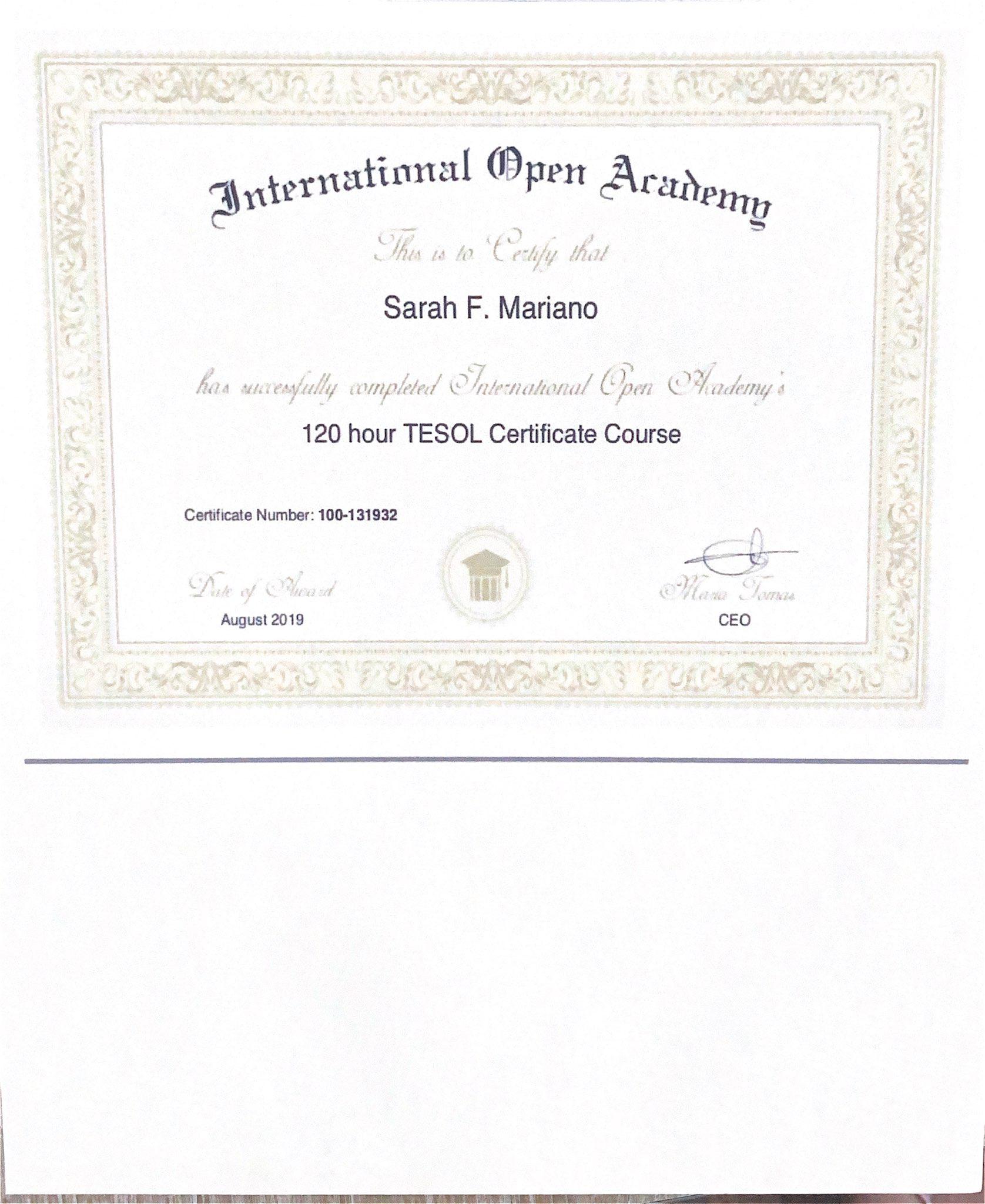 TESOL Certificate