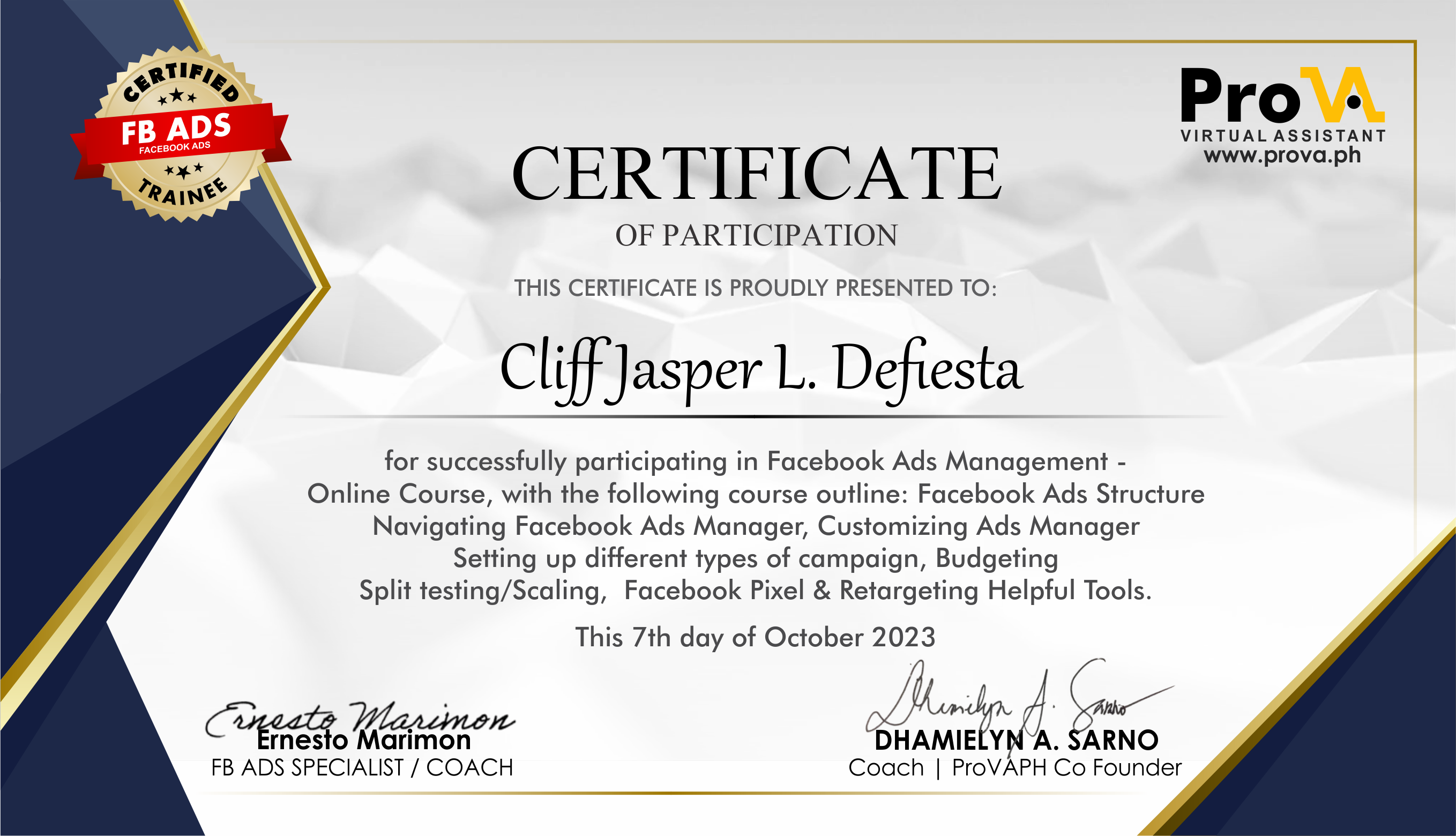 Fb Ads Certificate