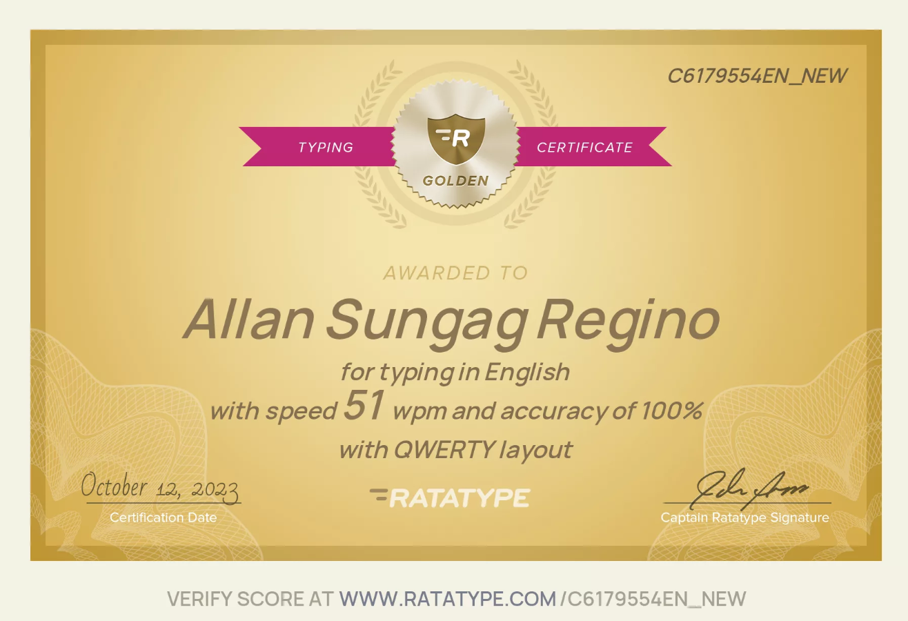 Typing Skills Certificate