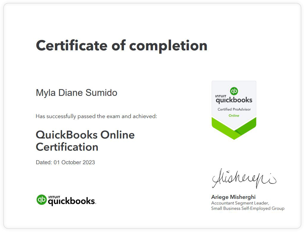 Intuit QuickBooks Certified Pro Advisor