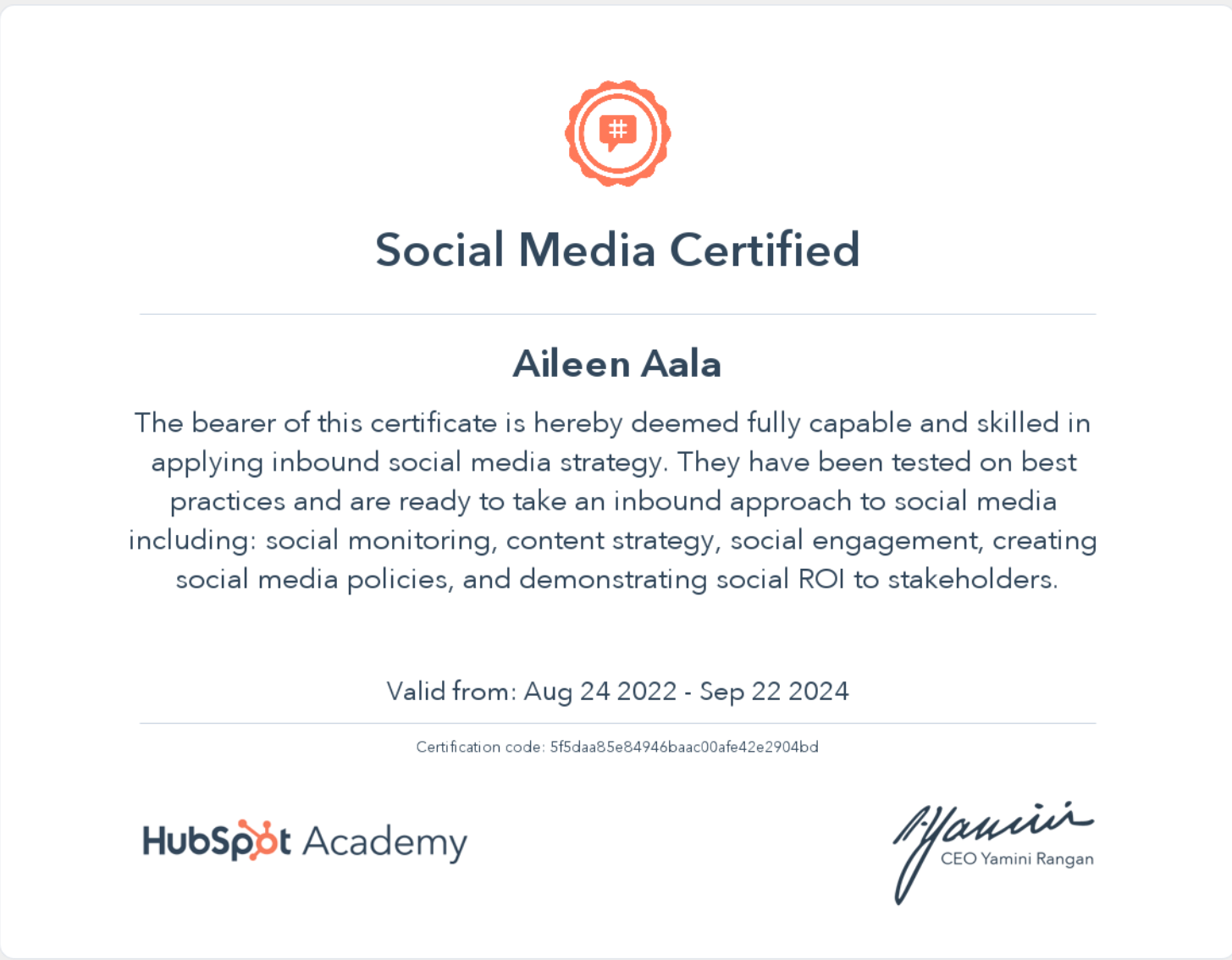 Social Media Certified - Hubspot