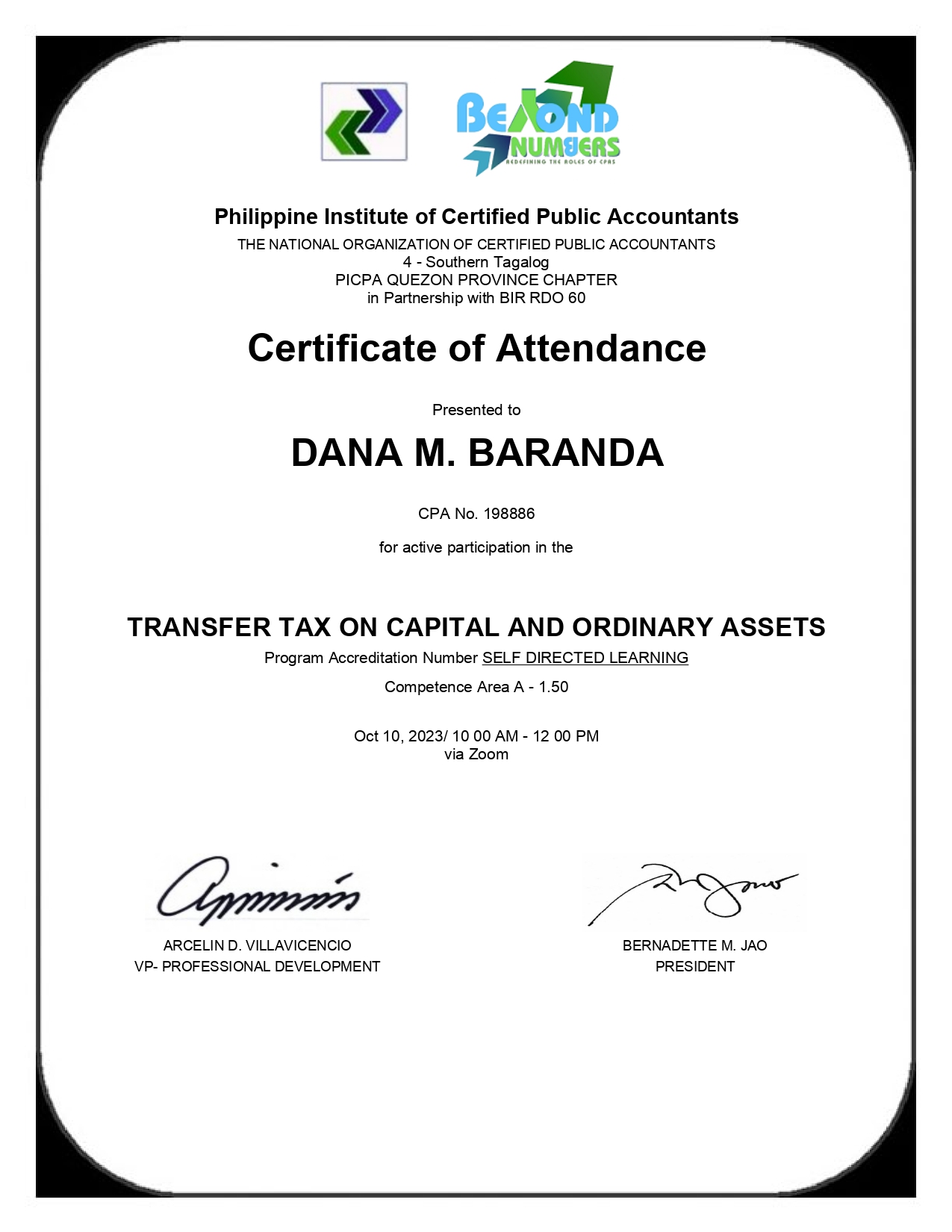 Seminar on Transfer Tax on Capital and Ordinary Asset