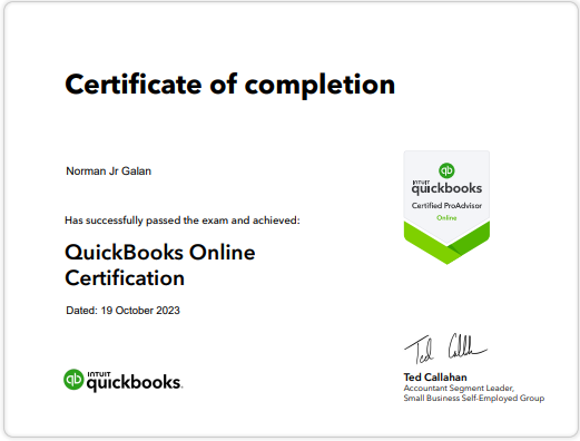 QuickBooks Certified ProAdvisor