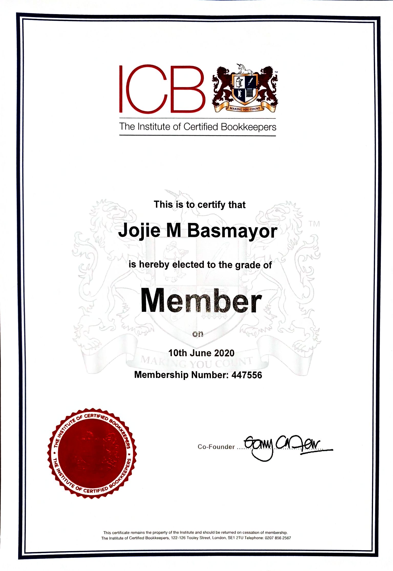 Certified Bookkeeper