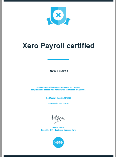 Xero Payroll Certified