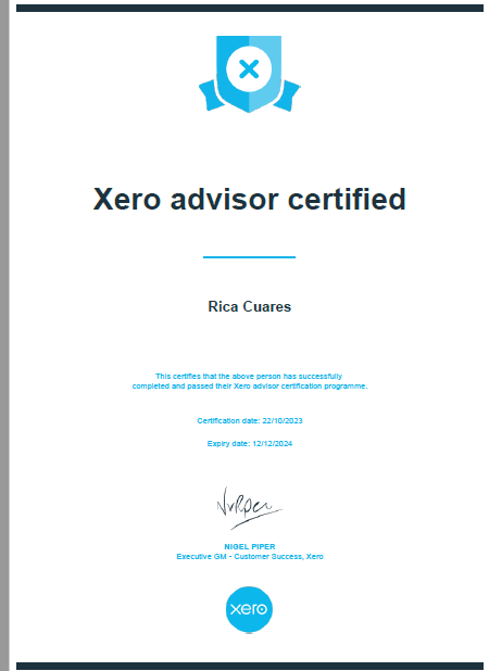 Xero Advisor Certified