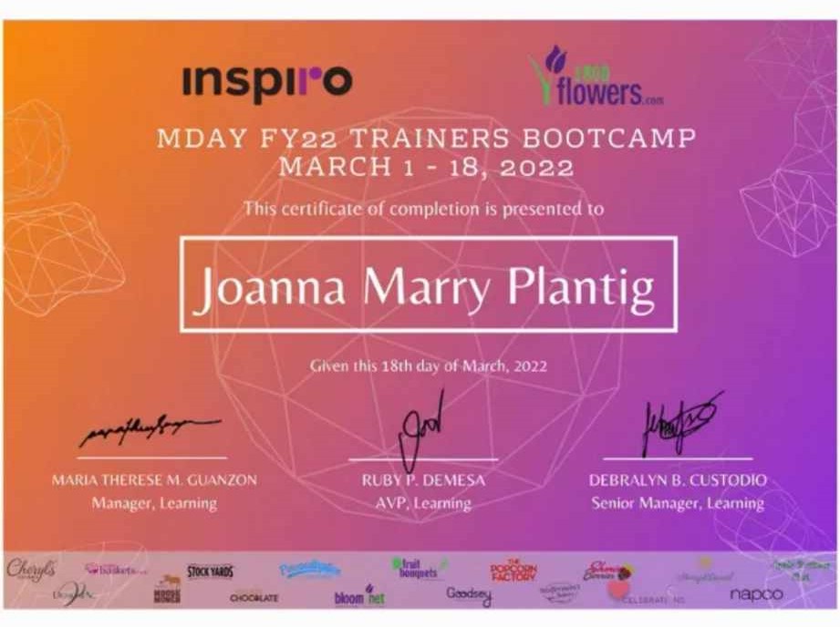 MDAY FY22 TRAINERS BOOTCAMP CERTIFICATE