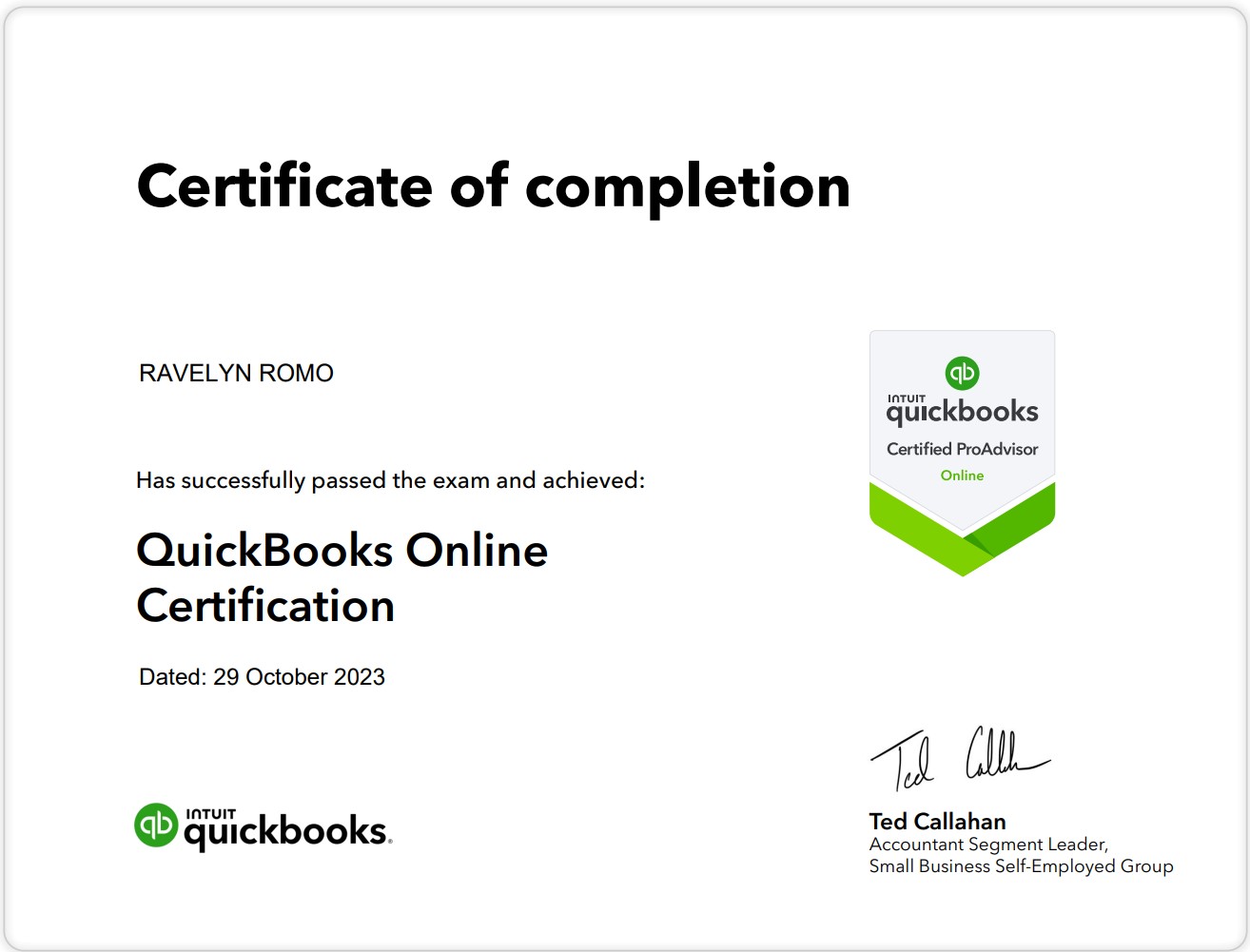 Quickbooks online certification