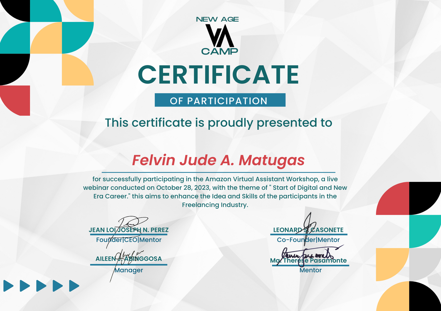 Amazon VA Certificate
