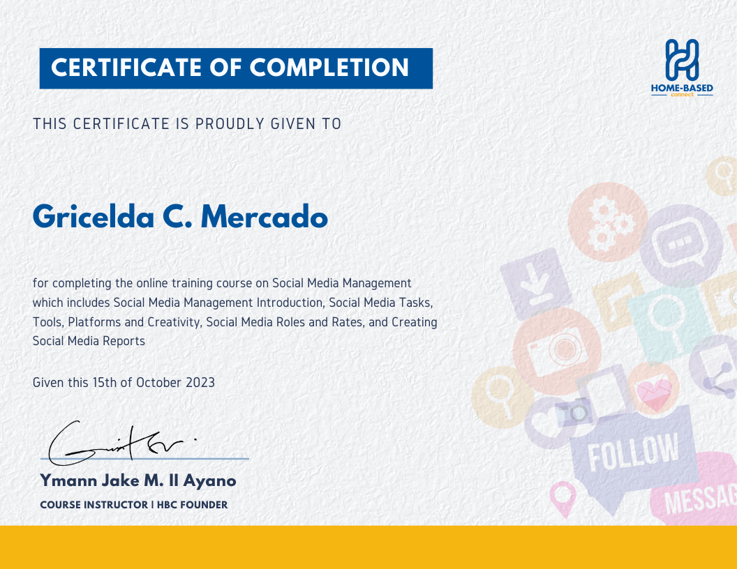 Certificate Social Media Management