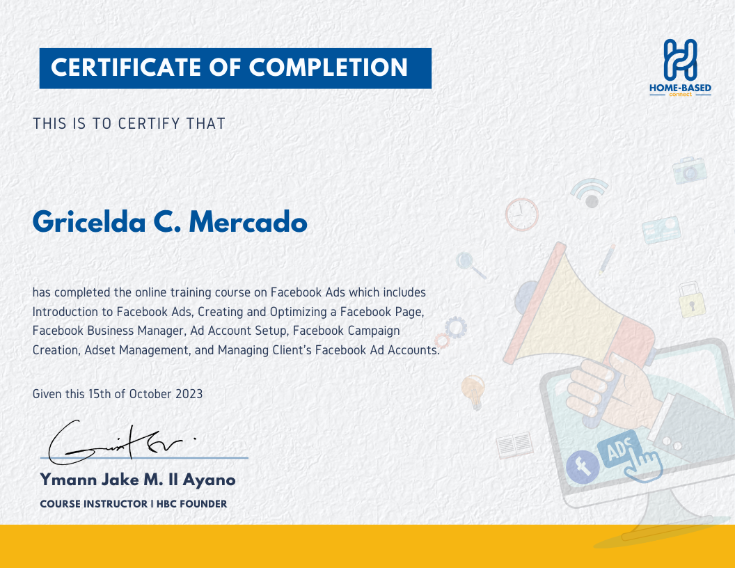 Certificate Facebook Ads