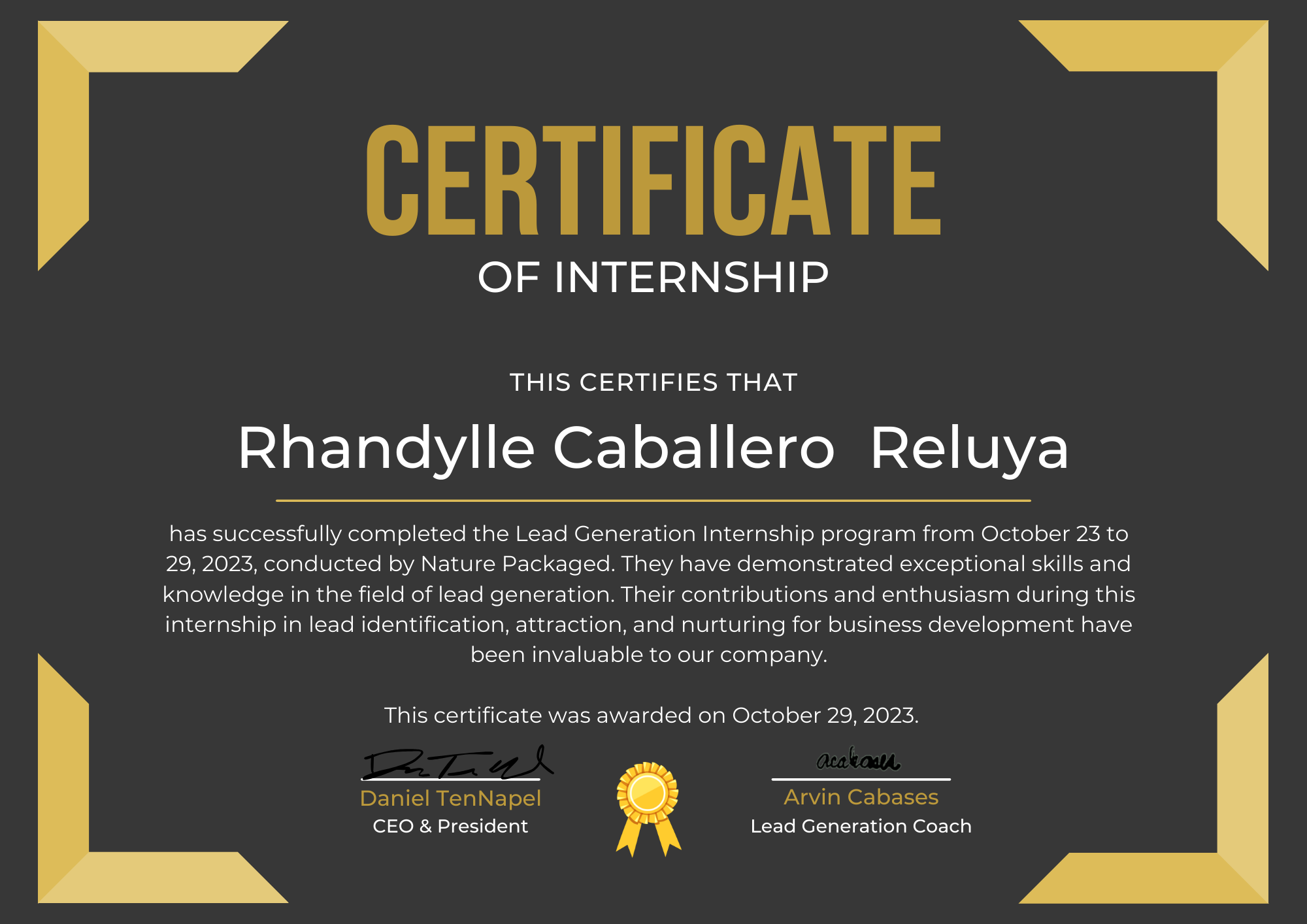 Certificate Of Internship