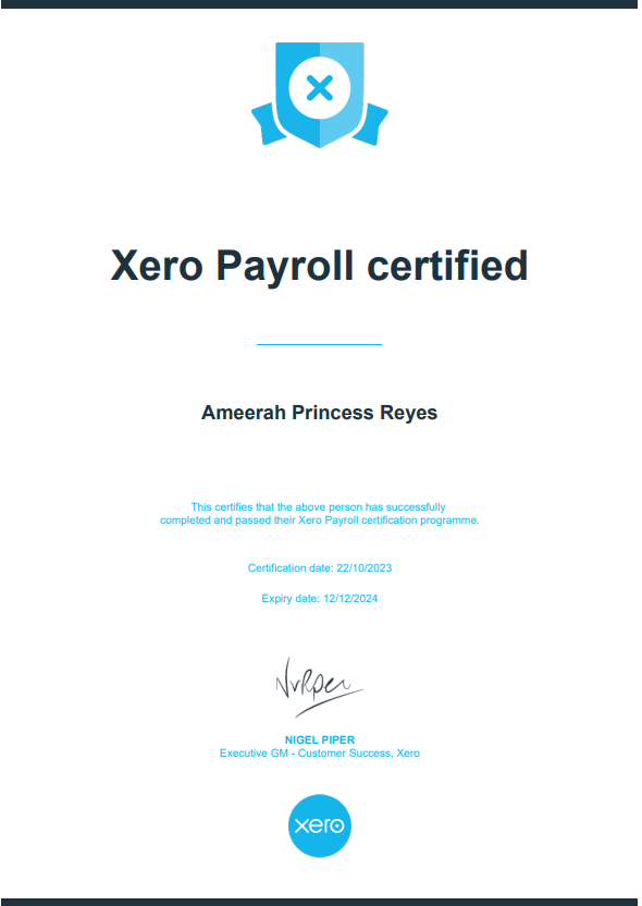 Xero Payroll Certified