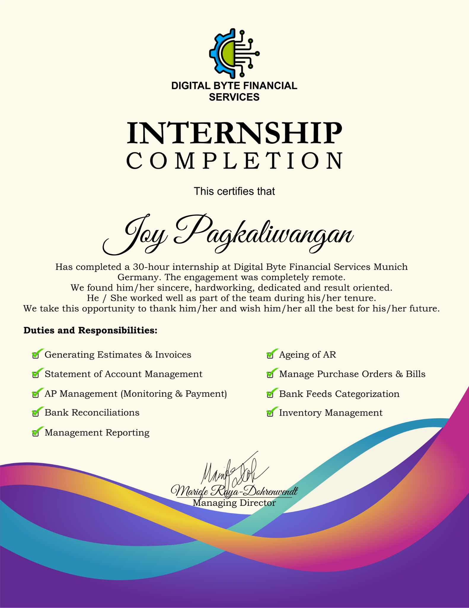 Online Bookkeeping Internship