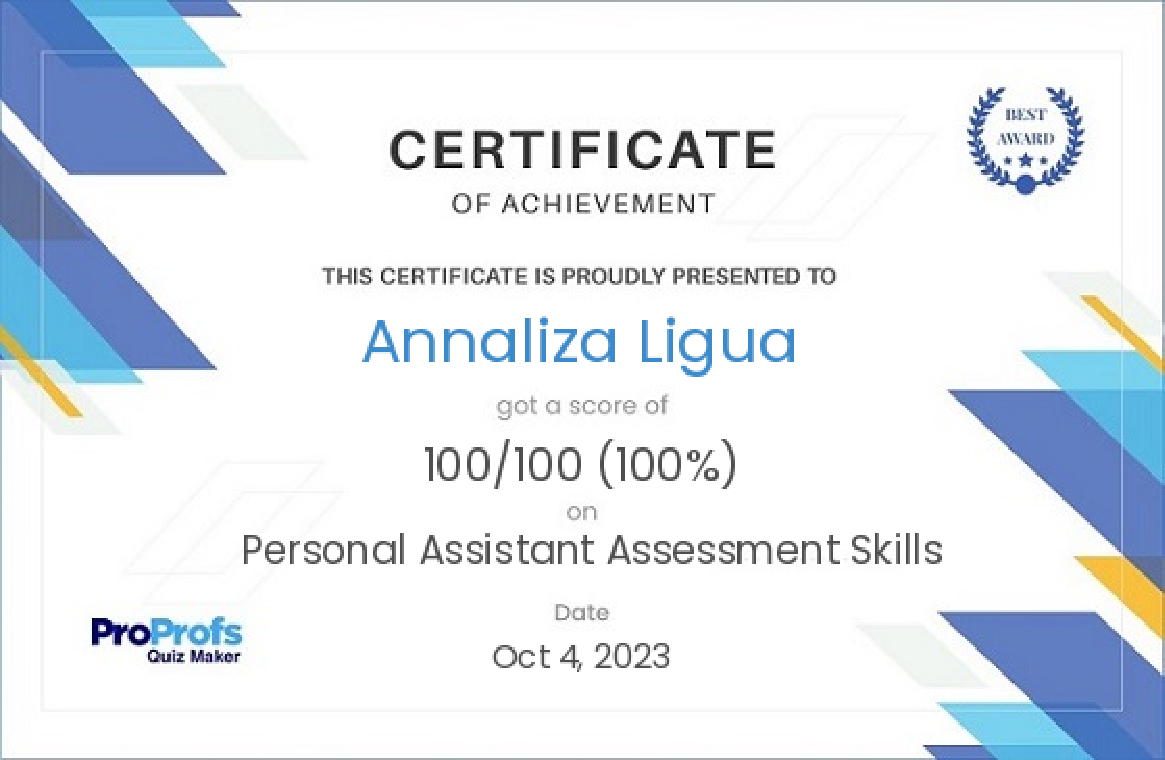 Personal Assistant Assessment Skills