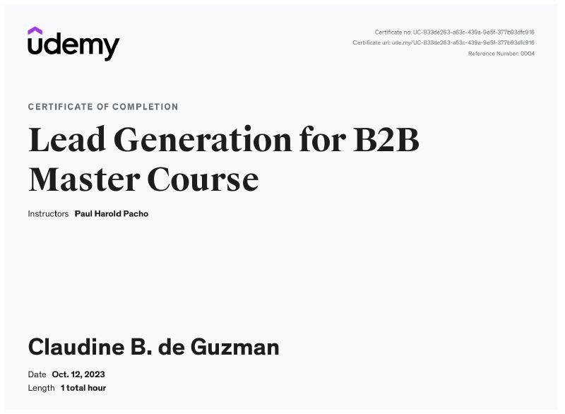 Lead Generation for B2B Master Course