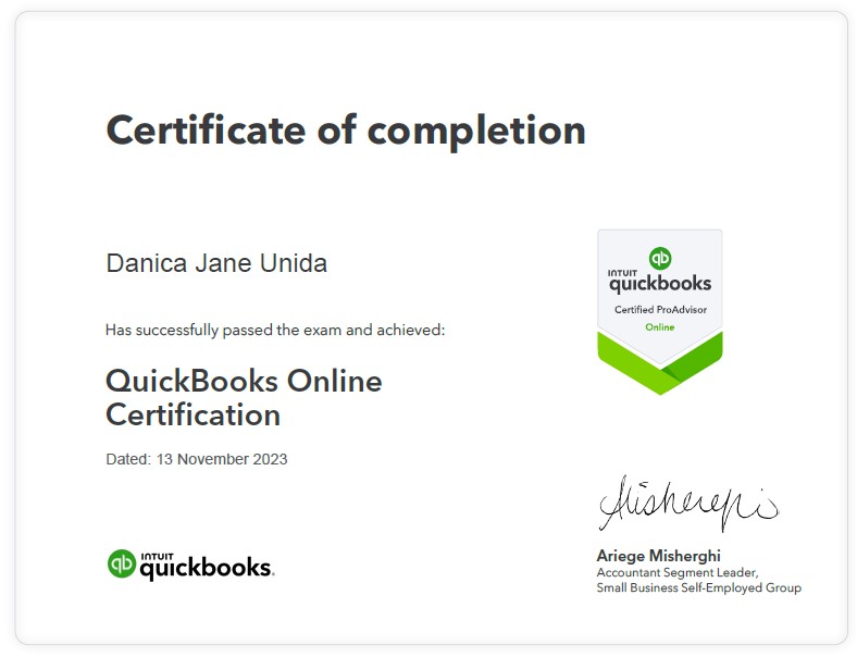 QB Certificate