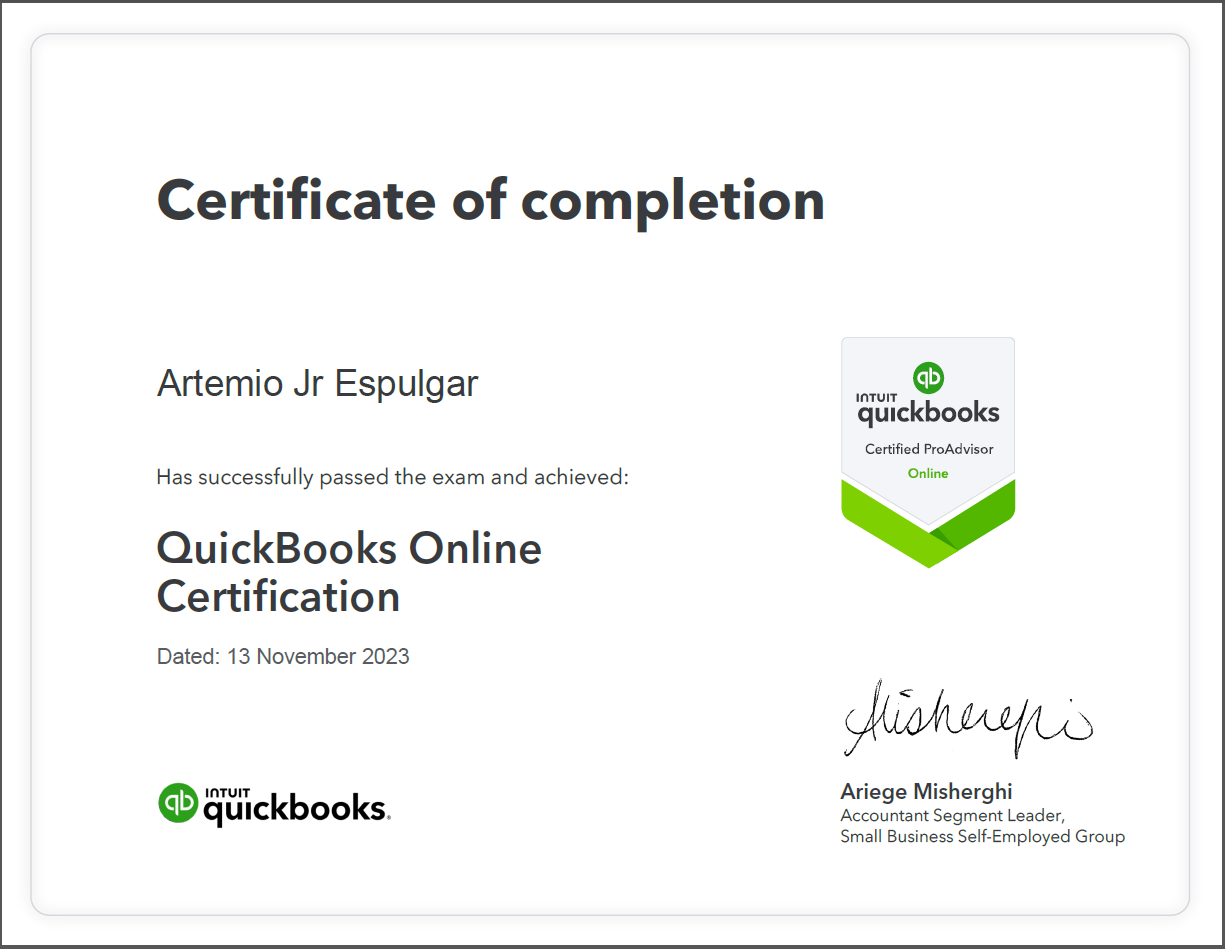 QuickBooks Online ProAdvisor Certification