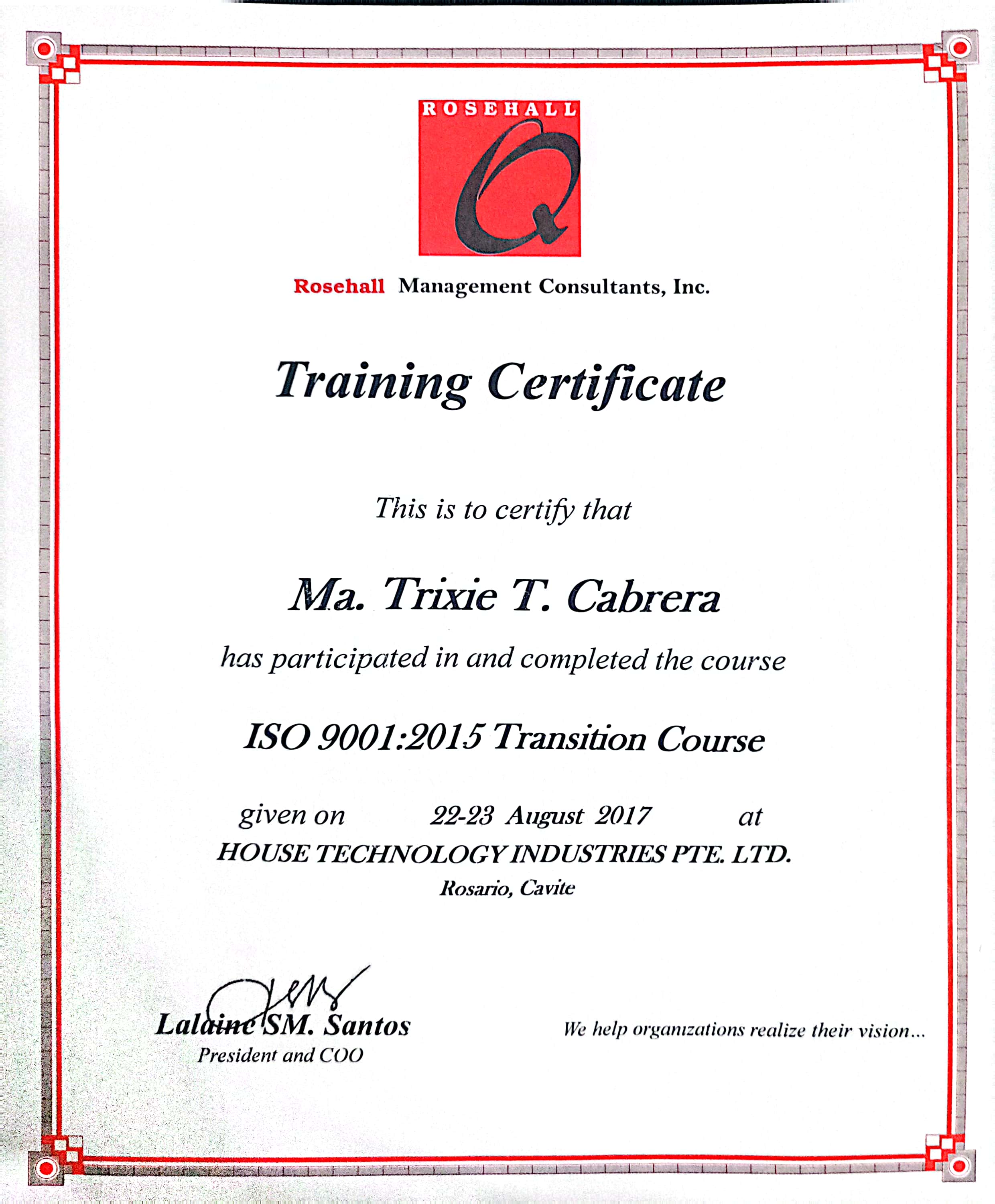 ISO 9001:2015 Transition Course for Auditor ( Documents & Work Process)