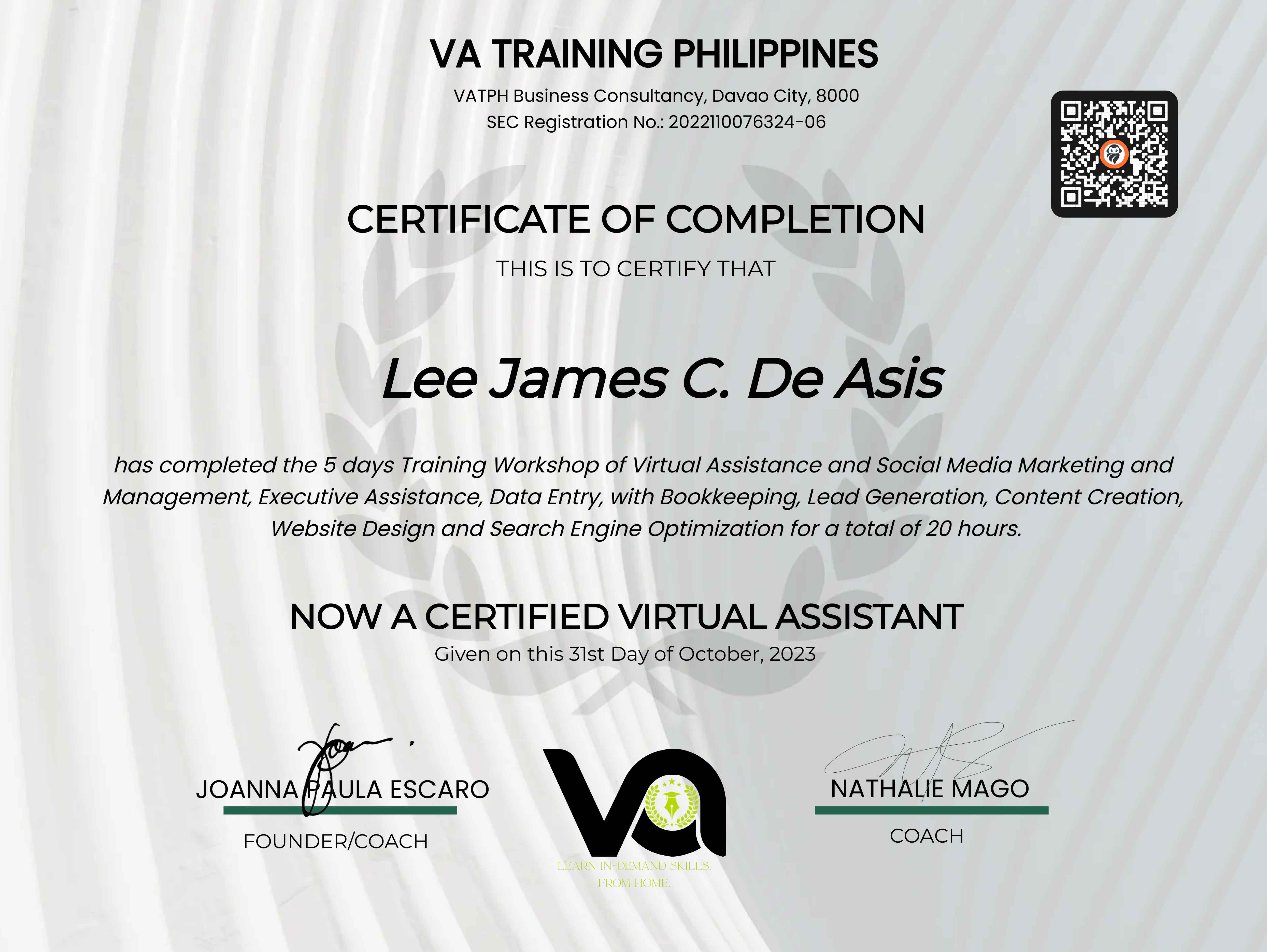 Virtual Assistant Certificate