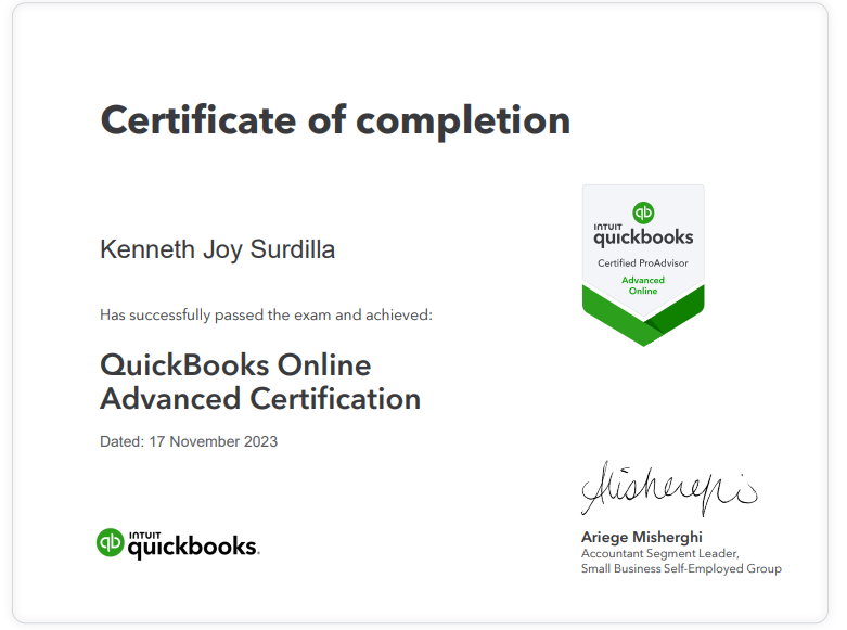 QuickBooks Online  Advanced Certification