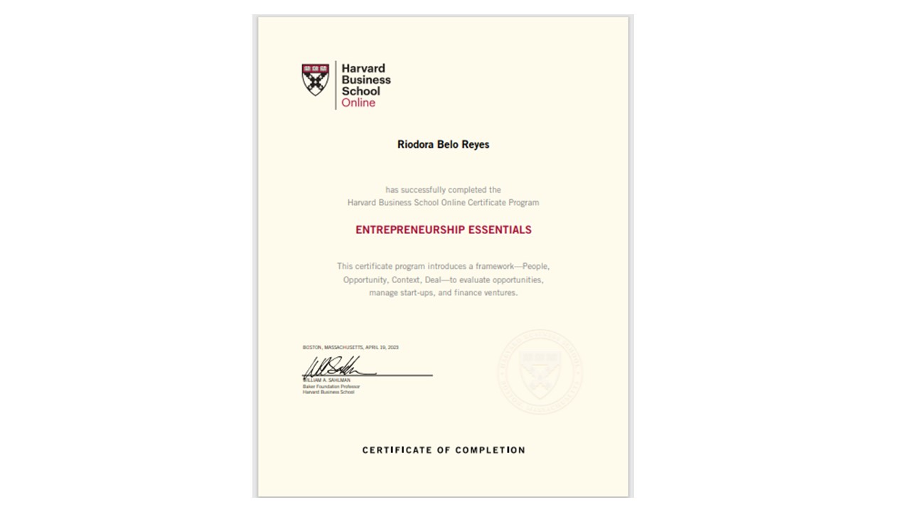 Harvard Business School Online Entrepreneurship Essentials