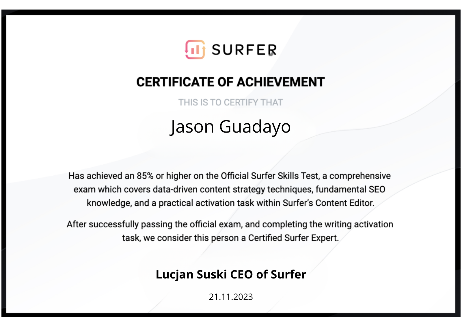 Certified Surfer Expert