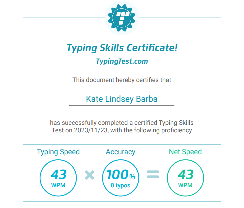 Typing Skill Certificate