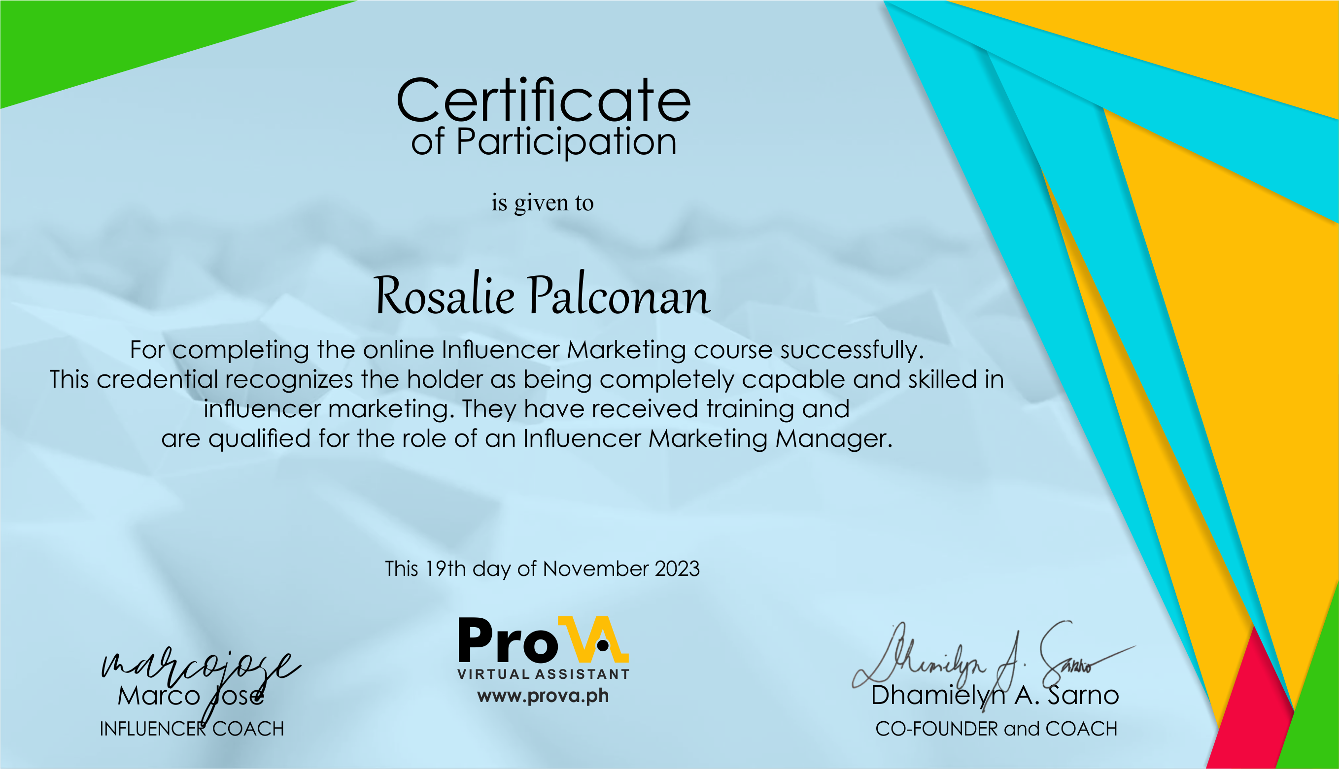 Influencer Marketing Training Certificate