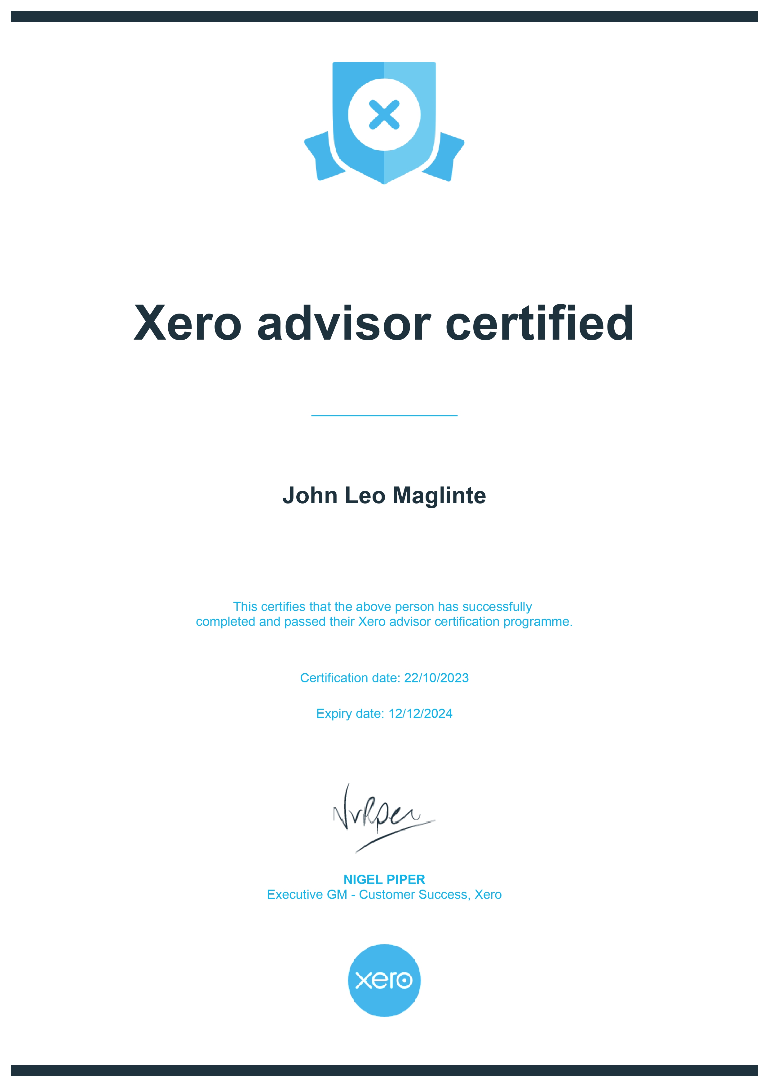 Xero Advisor Certified