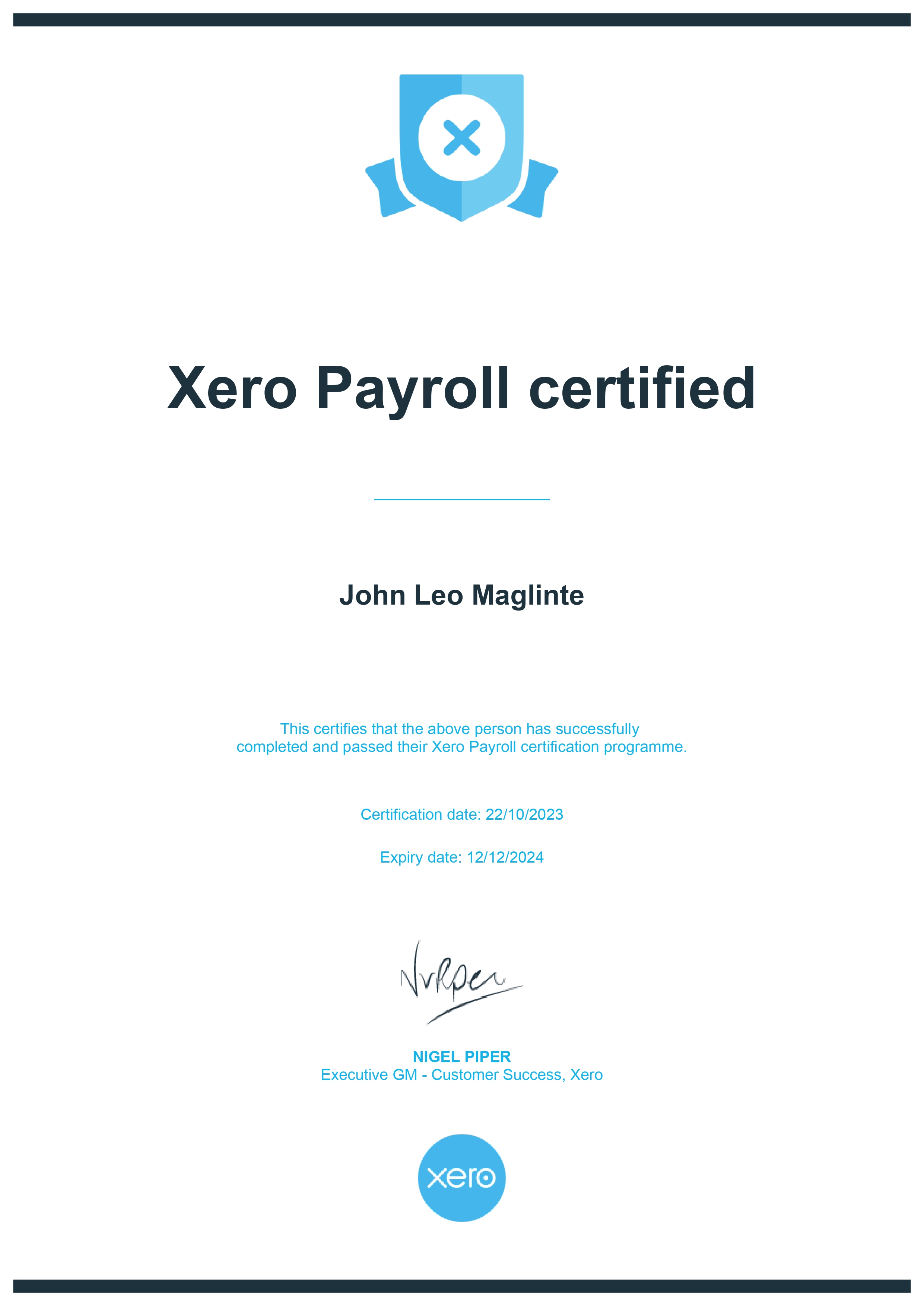 Xero Payroll Certified