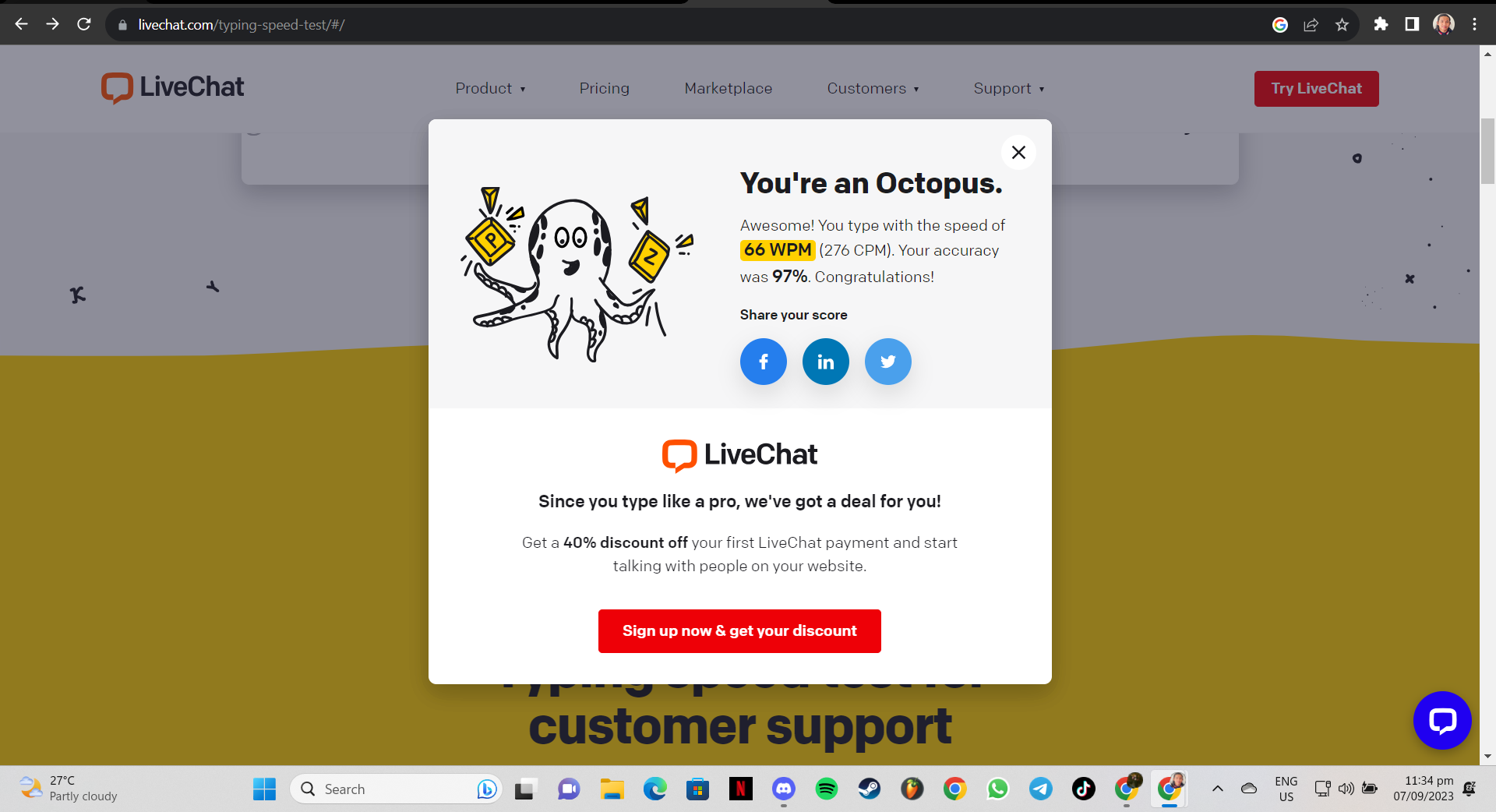 Typing Test Result