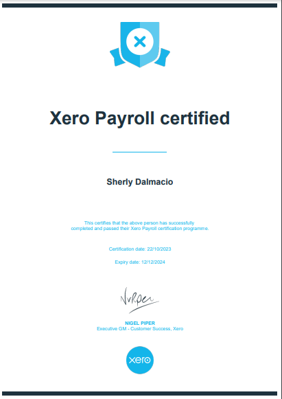 Xero Payroll Certified