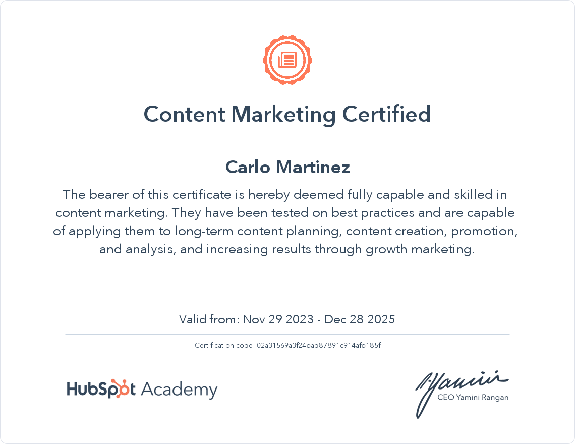 Content Marketing Certified