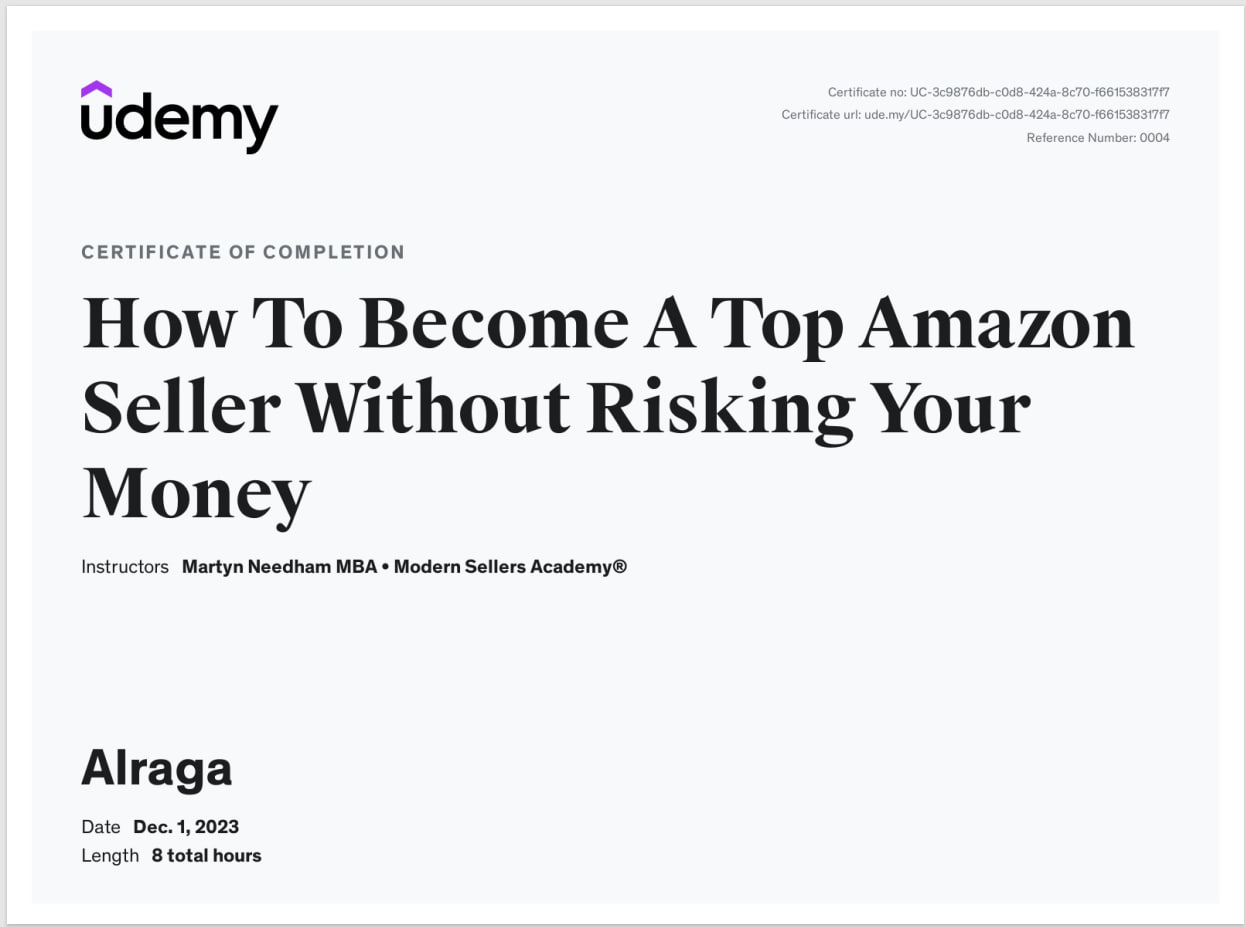 udemy Cert for Amazon