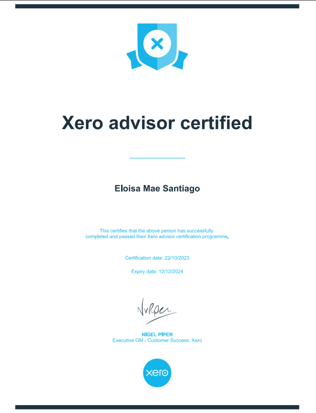 Xero Advisor certificate