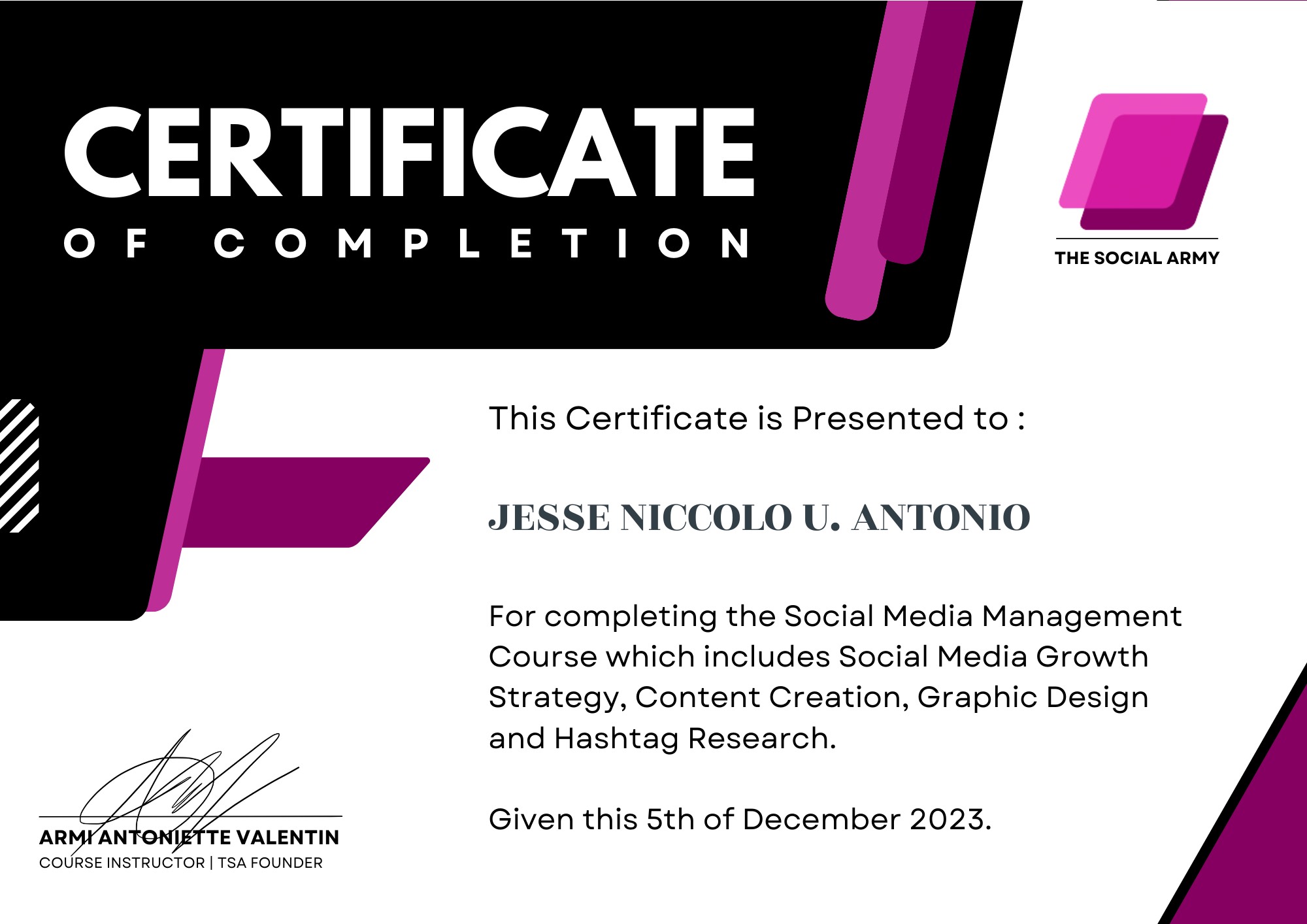 Social Media Management Certification