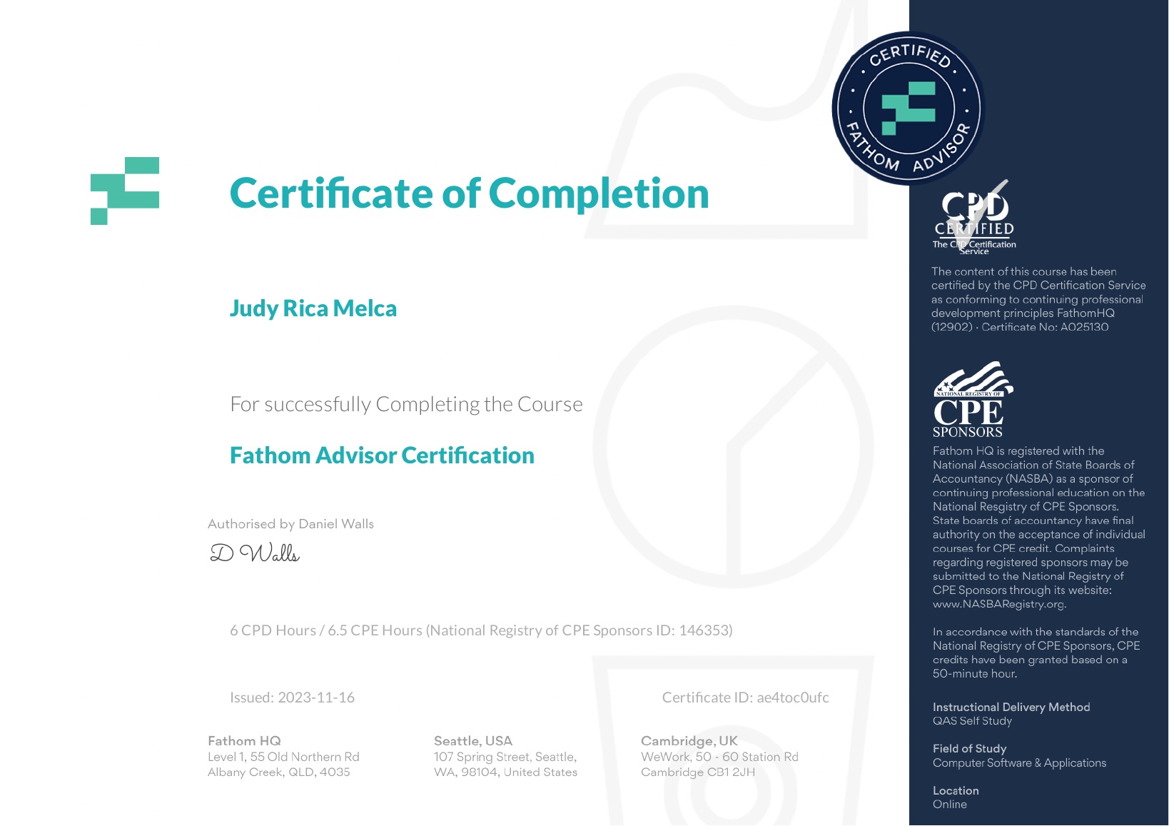 Fathom Advisor Certified