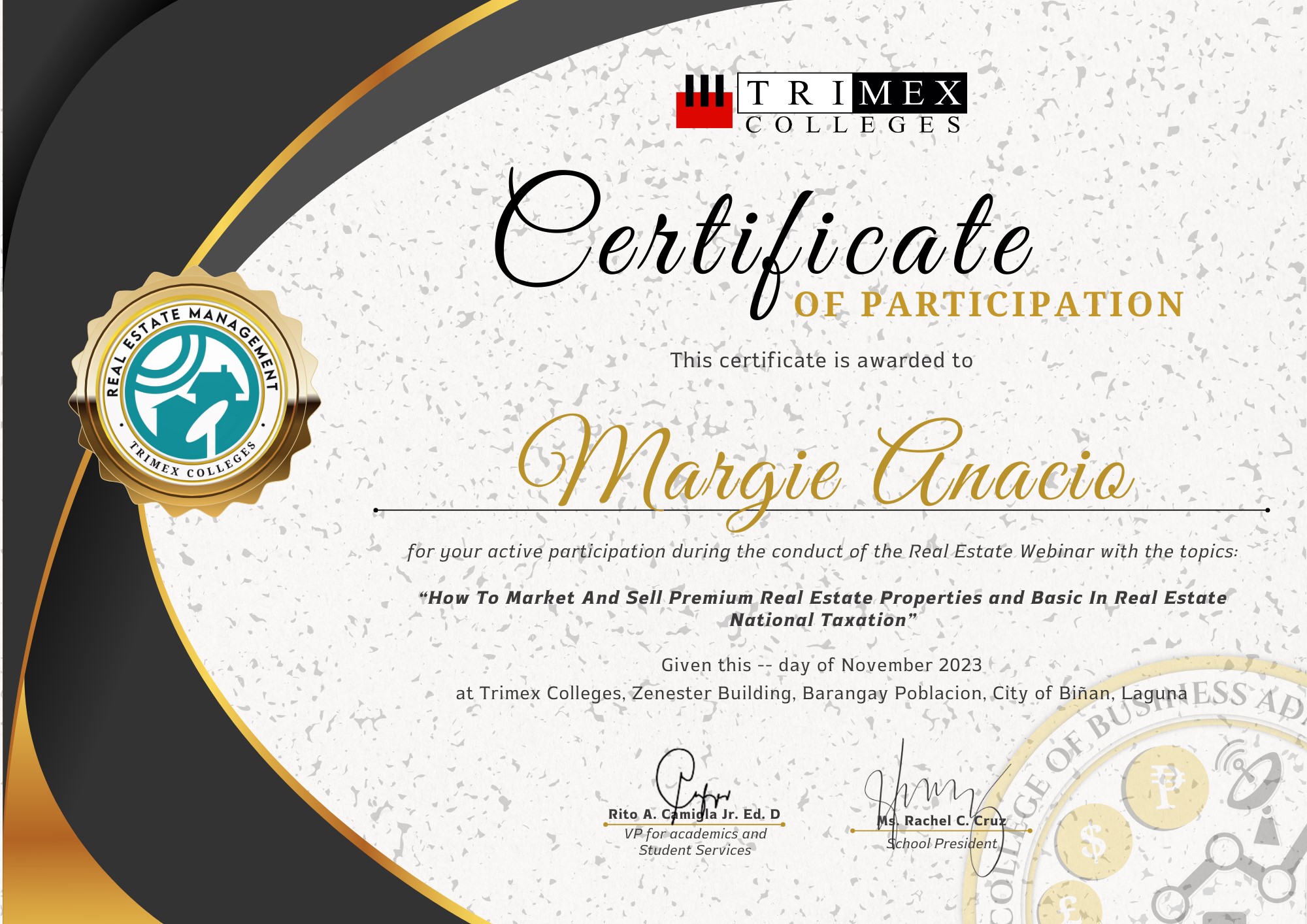 Certification of Participation