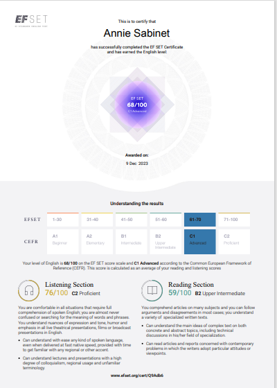 EF SET Certificate